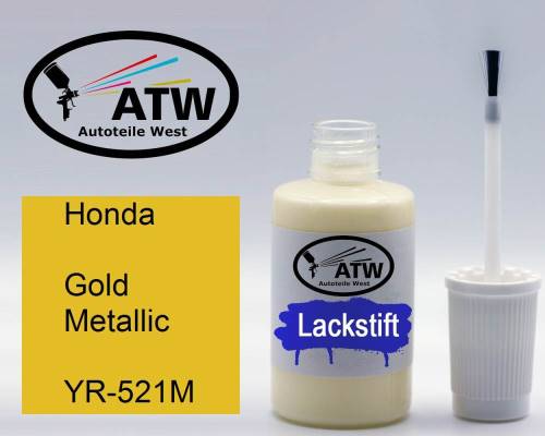 Honda, Gold Metallic, YR-521M: 20ml Lackstift, von ATW Autoteile West.